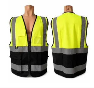 GILET DE SECURITE 4 BANDE JAUNE / NOIR BLITZ